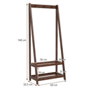 Freestanding Clothes Rack with 3 Hooks and 2 Shelves-Walnut
