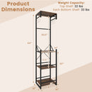 Freestanding Coat Rack with 4 Storage Shelves and 6 Hooks-Rustic Brown