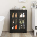 Freestanding Display Storage Cabinet with 2 Glass Doors and Adjustable Shelves