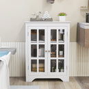 Freestanding Display Storage Cabinet with 2 Glass Doors and Adjustable Shelves