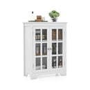 Freestanding Display Storage Cabinet with 2 Glass Doors and Adjustable Shelves