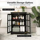Freestanding Display Storage Cabinet with 2 Glass Doors and Adjustable Shelves
