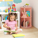 2 Tier Freestanding Kids Rotating Bookshelf Storage Rack with Bunny Baffles-Pink