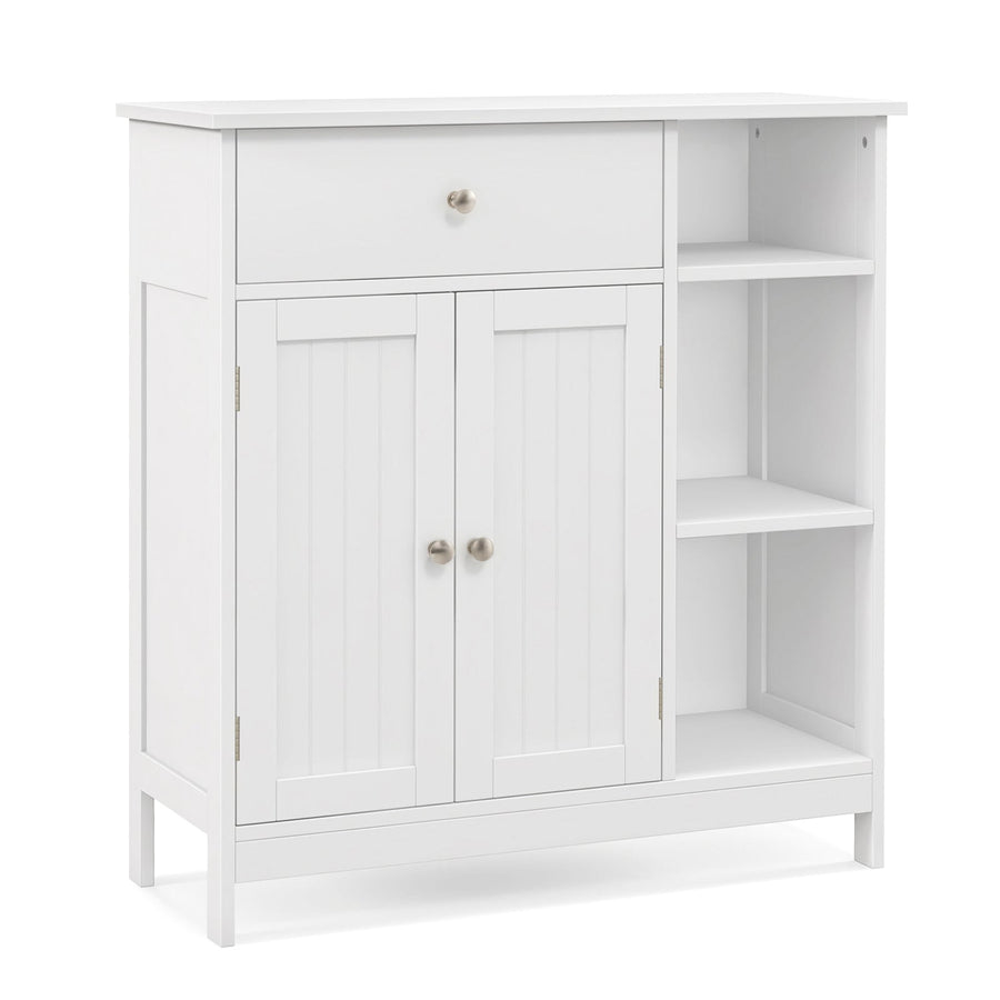 Bathroom Cabinet Floor Cabinet with Drawer and Open Compartments-White