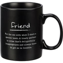 Friend Poetry Stoneware Mug | Matte Black Double-sided Coffee Tea Cup | 20oz