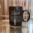 Friend Poetry Stoneware Mug | Matte Black Double-sided Coffee Tea Cup | 20oz