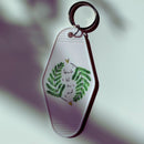 Fronds Til The End Motel Style Illustrated Funny Keychain - White, Green