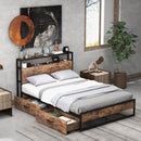 Full/Queen Bed Frame with 2-Tier Storage Headboard and Charging Station