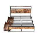 Full/Queen Bed Frame with 2-Tier Storage Headboard and Charging Station