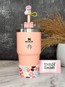 Donuts Stacked Straw Topper pink