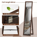 Full Length Mirror with Stand and Solid Wood Frame
