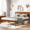 Full/Queen/Twin Size Bed Frame Farmhouse Wooden Platform Bed with Headboard
