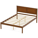 Full/Queen/Twin Size Bed Frame Farmhouse Wooden Platform Bed with Headboard
