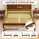 Full/Queen/Twin Size Bed Frame Farmhouse Wooden Platform Bed with Headboard