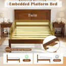 Full/Queen/Twin Size Bed Frame Farmhouse Wooden Platform Bed with Headboard