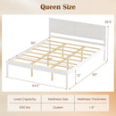 Full/Queen/Twin Size Bed Frame Farmhouse Wooden Platform Bed with Headboard White