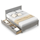 Full Size Bed Frame with Storage Drawers and Solid Wood Headboard