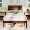 Full Size Bed Frame 15.5 Inch Solid Wood Platform Bed with Retro Headboard