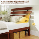 Full Size Bed Frame 15.5 Inch Solid Wood Platform Bed with Retro Headboard