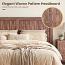 Twin Size Bed Frame Mid Century with Woven Accent Headboard