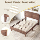 Twin Size Bed Frame Mid Century with Woven Accent Headboard