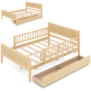 Full Size Bed Frame with Storage Drawers - Natural Pine