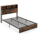 Twin/Full/Queen/King Size Bed Frame with Storage Headboard Industrial Metal Platform Bed