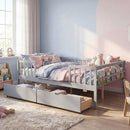 Full Size Daybed with Fence and 2 Drawers for Boys and Girls