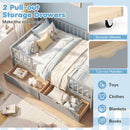 Full Size Daybed with Fence and 2 Drawers for Boys and Girls