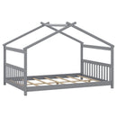 Full Size House Bed Montessori Floor Bed with Headboard