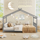 Full Size House Bed Montessori Floor Bed with Headboard