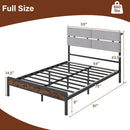 Full Size Metal Bed Frame with LED Lights & Charging Station