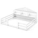 Full Size Montessori Floor Bed with Storage Compartments and Shelf