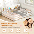 Full Size Montessori Floor Bed with Storage Compartments and Shelf