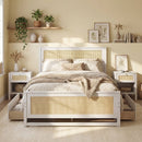 Full Size Rattan Bed Frame with Storage Drawers