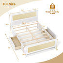 Full Size Rattan Bed Frame with Storage Drawers