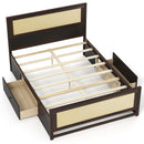 Full Size Rattan Bed Frame with Storage Drawers