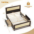 Full Size Rattan Bed Frame with Storage Drawers