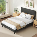Twin/Full/Queen Size Velvet Bed Frame Upholstered Platform Bed with Chevron Headboard Gray