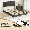 Twin/Full/Queen Size Velvet Bed Frame Upholstered Platform Bed with Chevron Headboard Gray