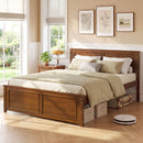 Twin Size Wooden Platform Bed Frame with Headboard