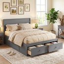 Full Size Wooden Platform Bed Frame with Storage Drawers
