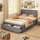 Full Size Wooden Platform Bed Frame with Storage Drawers