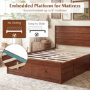 Full Size Wooden Platform Bed Frame with Storage Drawers