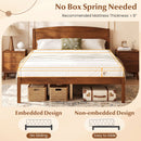 Full Size Wooden Platform Bed Frame with Curved Headboard