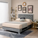 Full/Queen Size Upholstered Bed Frame with Velvet Headboard