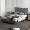 Full/Queen Size Upholstered Bed Frame with Velvet Headboard