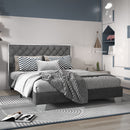 Full/Queen Size Upholstered Bed Frame with Velvet Headboard