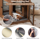 Furniture Dog Crate with Cushion and Double Doors-Walnut