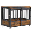 Dog Crate Furniture with Sliding Barn Door and Mat